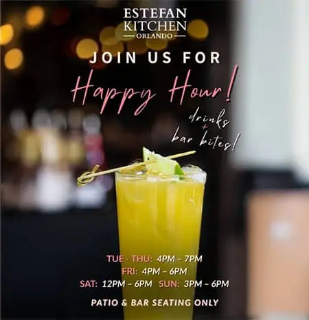 Happy Hour drinks and bar bites at Estefan Kitchen Orlando