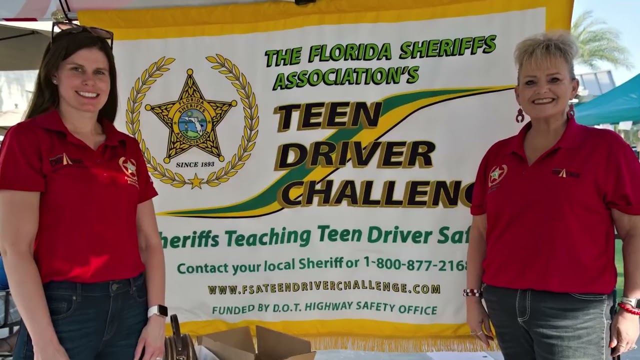 Florida Sheriff’s Association volunteers at the Teen Driver Challenge on the Promenade at Sunset Walk