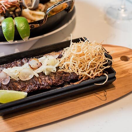 Fajitas skillet from Estefan Kitchen Orlando