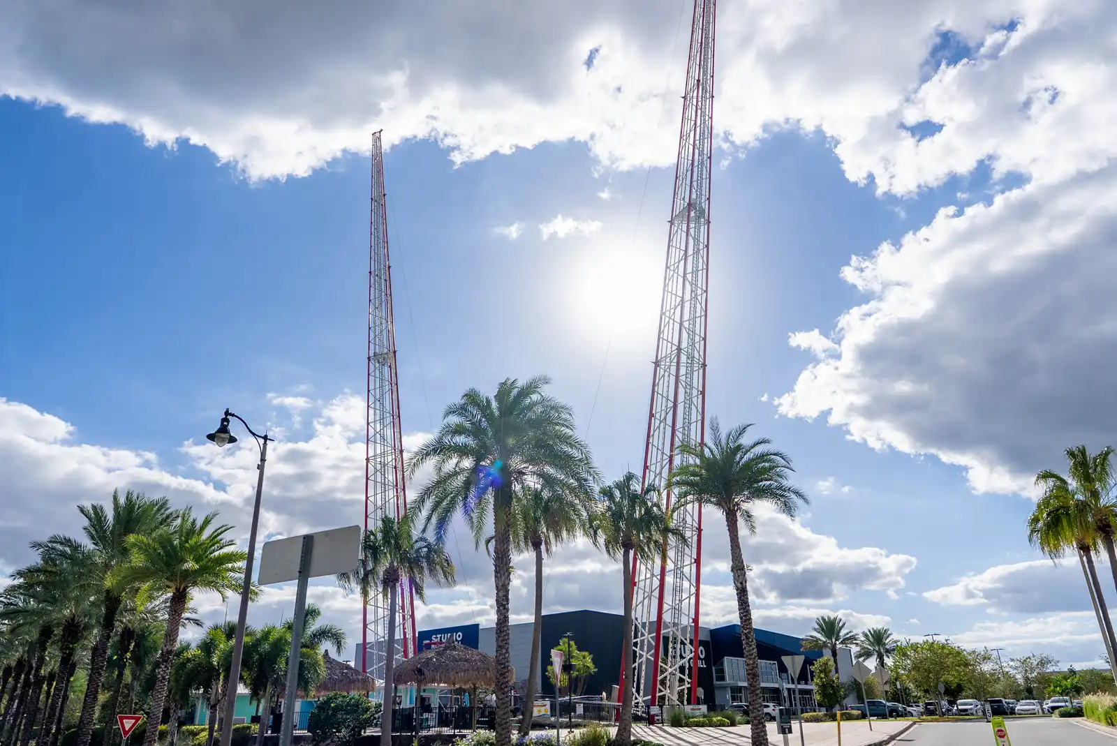 Sunset Walk Slingshot in front of Studio Movie Grill