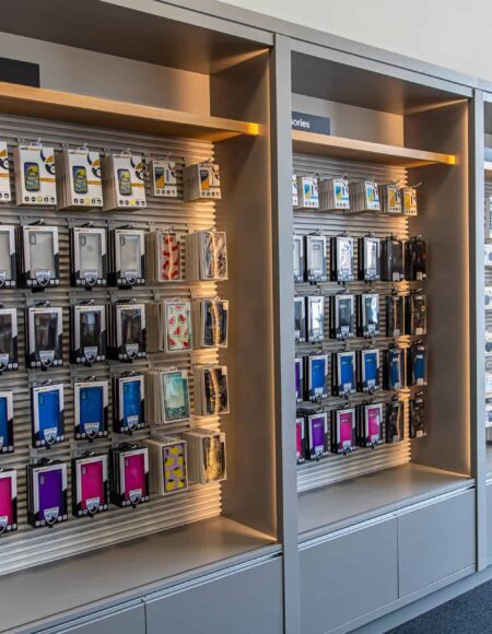 Phone cases at the Verizon Wireless store at the Promenade at Sunset Walk