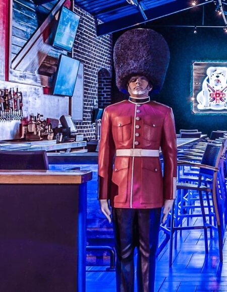 English guard statue next to the bar at Yeoman’s.