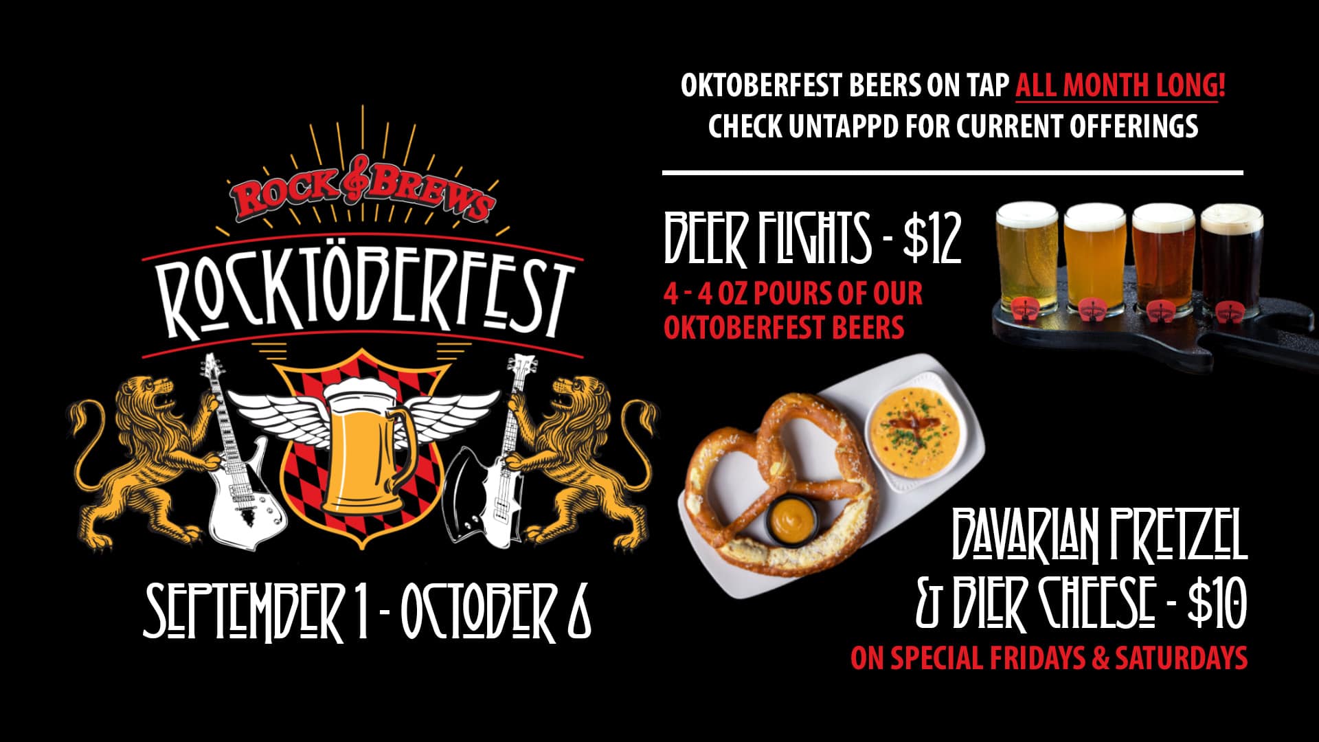 Rock & Brews Restaurant’s Rocktoberfest: September 1 – October 6, 2023