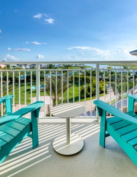 Deluxe king suite balcony at Margaritaville Resort Orlando