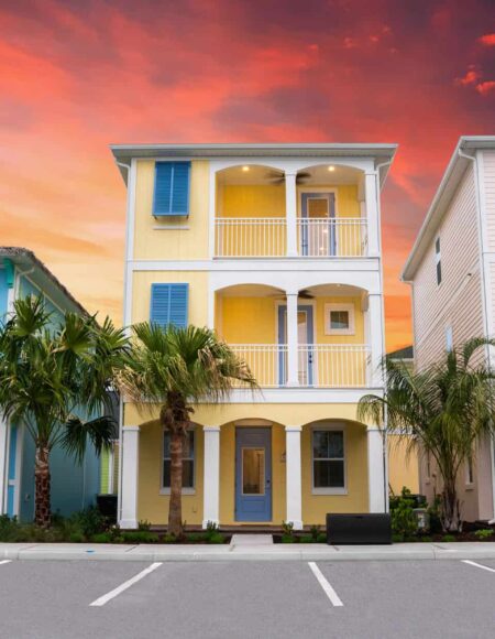 Row of private cottages at Margaritaville Resort Orlando