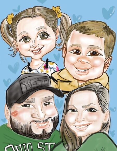 Caricature portrait of a family by Leo’z Arts