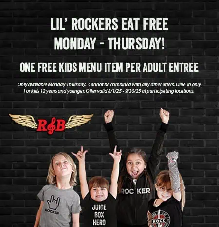 Lil’ Rockers East Free at Rock & Brews Mondays through Thursdays in August and September.