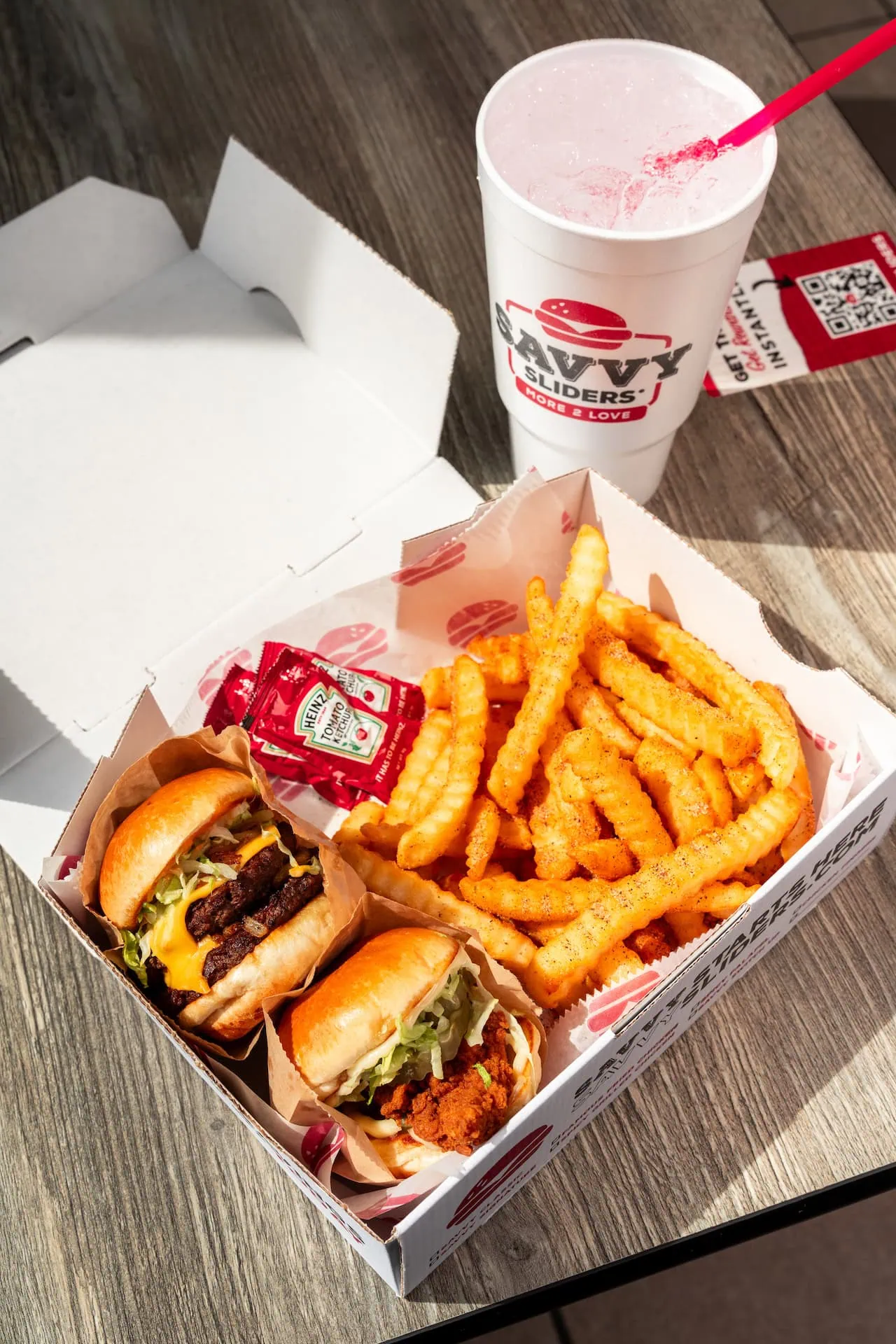 Savvy Sliders combo with two sliders and fries