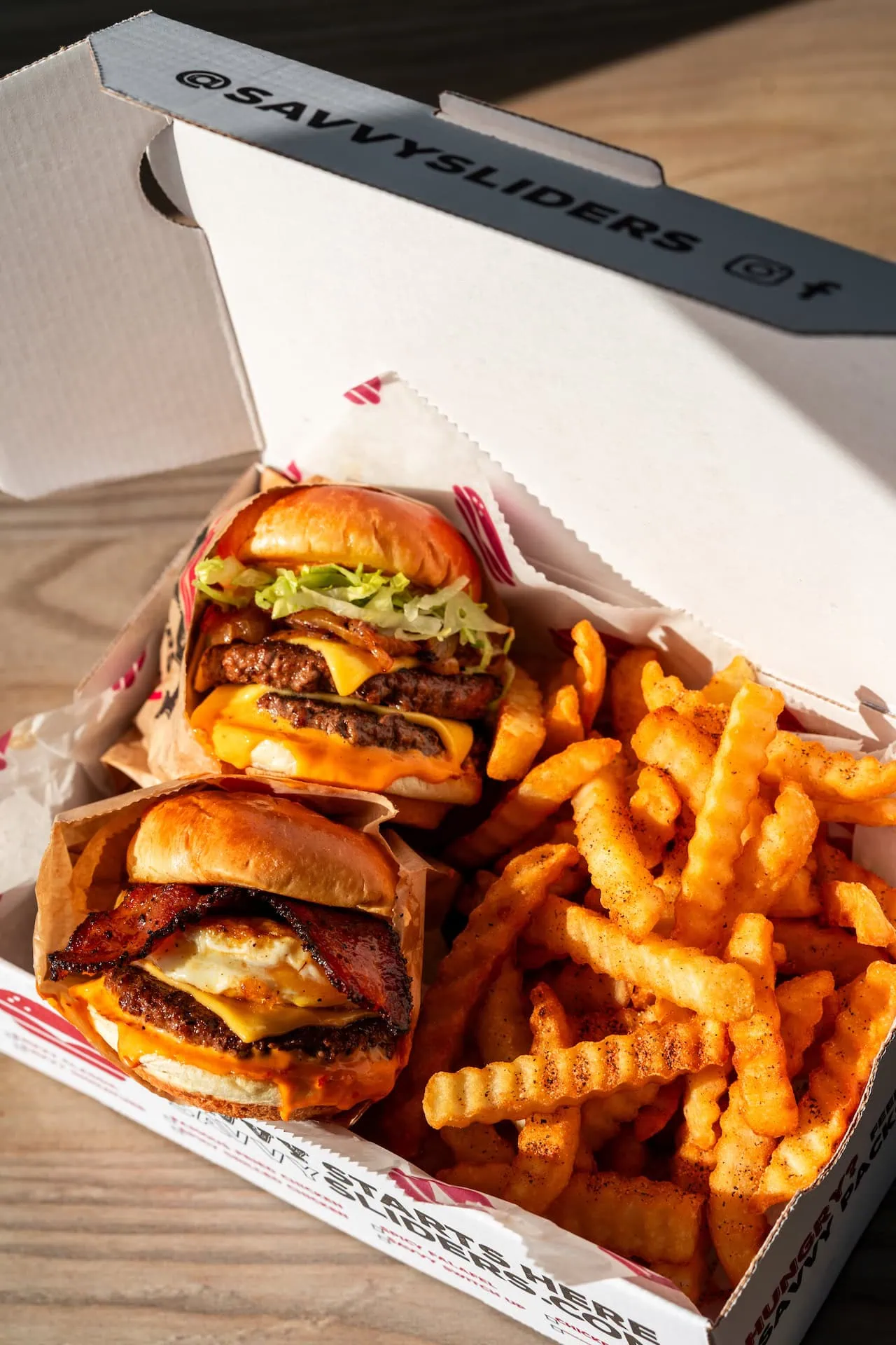 Two Savvy Sliders with fries