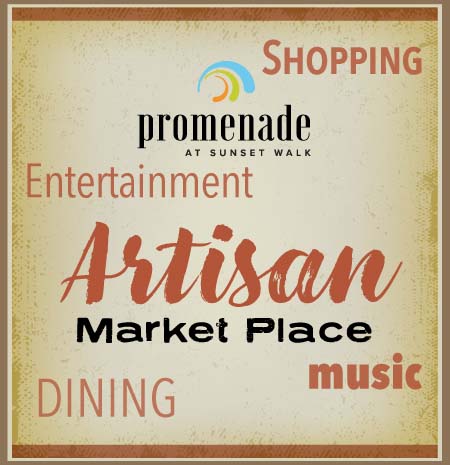 Artisan Marketplace featuring Shopping, Entertainment, Dining, and Music at the Promenade at Sunset Walk