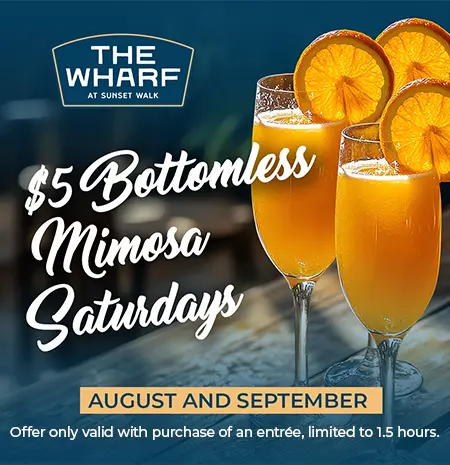 $5 Bottomless Mimosa Saturdays at The Wharf in August and September