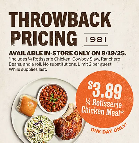 Throwback Pricing for Cowboy Chicken’s Anniversary: August 19, 2025