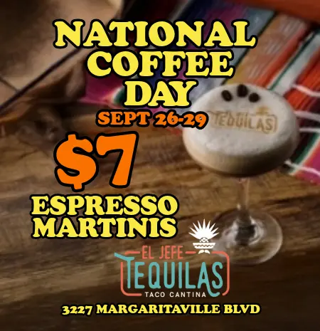National Coffee Day: $7 Espresso Martinis