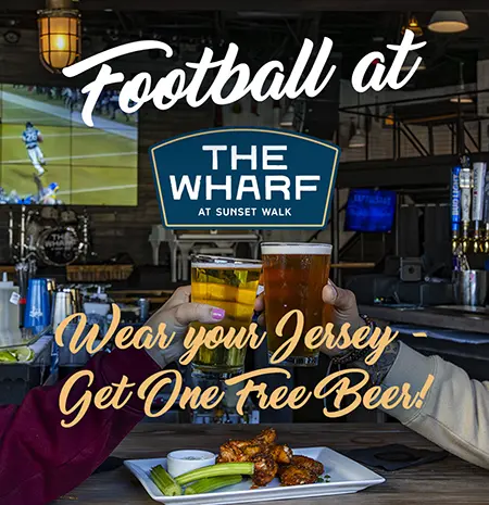 Football at The Wharf: Wear your jersey, get one free beer!