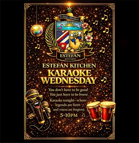 Karaoke Wednesday at Estefan Kitchen Orlando, where legends are born and voicers are forgiven.