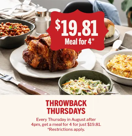 Cowboy Chicken Throwback Thursdays: $19.81 Meal for 4