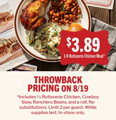 Cowboy Chicken’s 45th Anniversary includes Throwback Pricing on 8/19